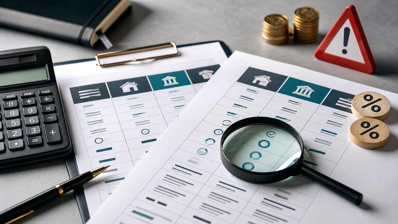 Documentos de comparação de empréstimo com calculadora